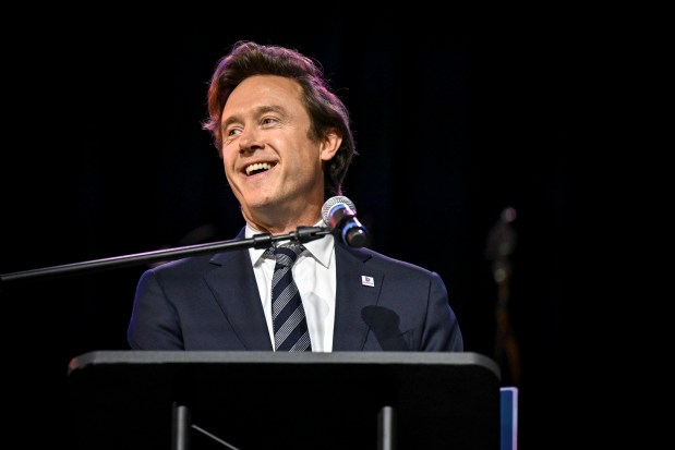 Mayor Mike Johnston speaks during the State of the City address in the Seawell Ballroom at the Denver Center for the Performing Arts on Monday, July 21, 2025. (Photo by AAron Ontiveroz/The Denver Post)